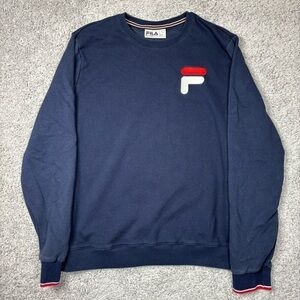 Fila Sweatshirt Mens Large Crewneck Embroidered French Terry Classic Comfy Basic